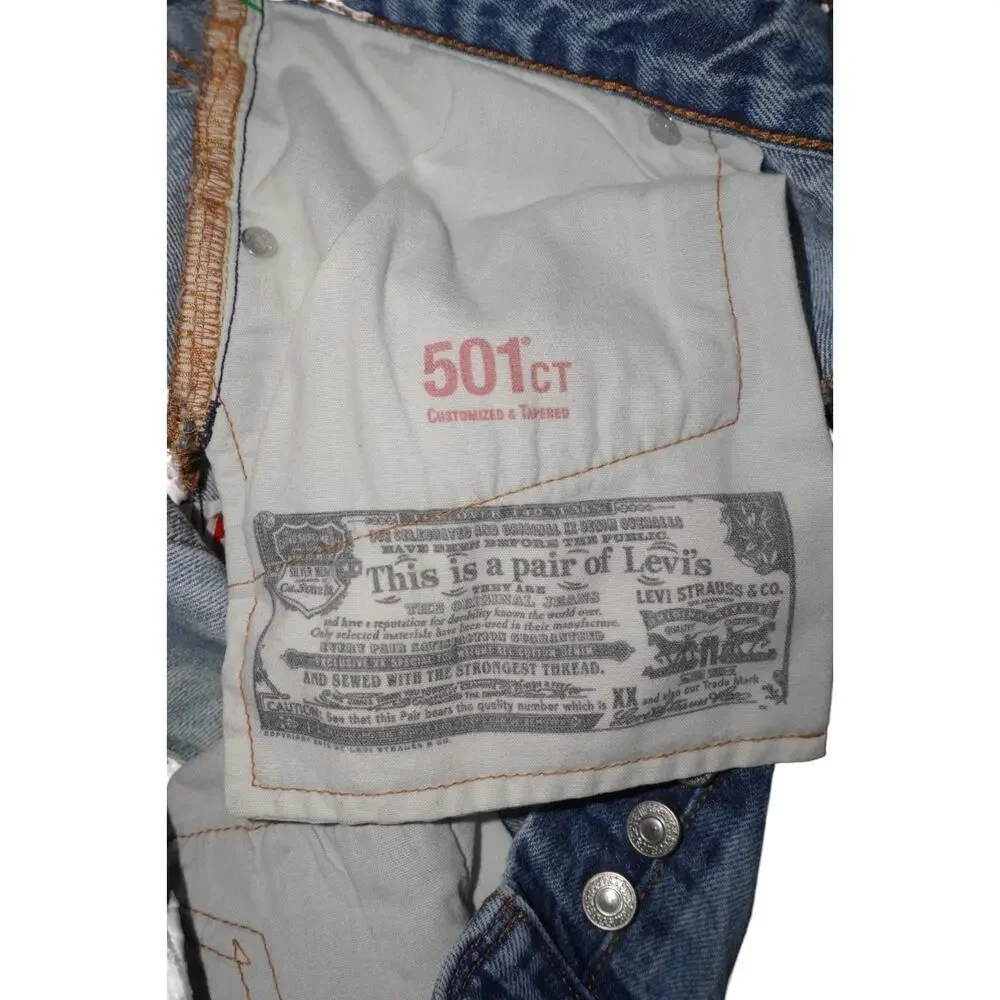 Levi’s 501 CT Customized & Tapered Distressed Jeans W25 L32 Light Wash
